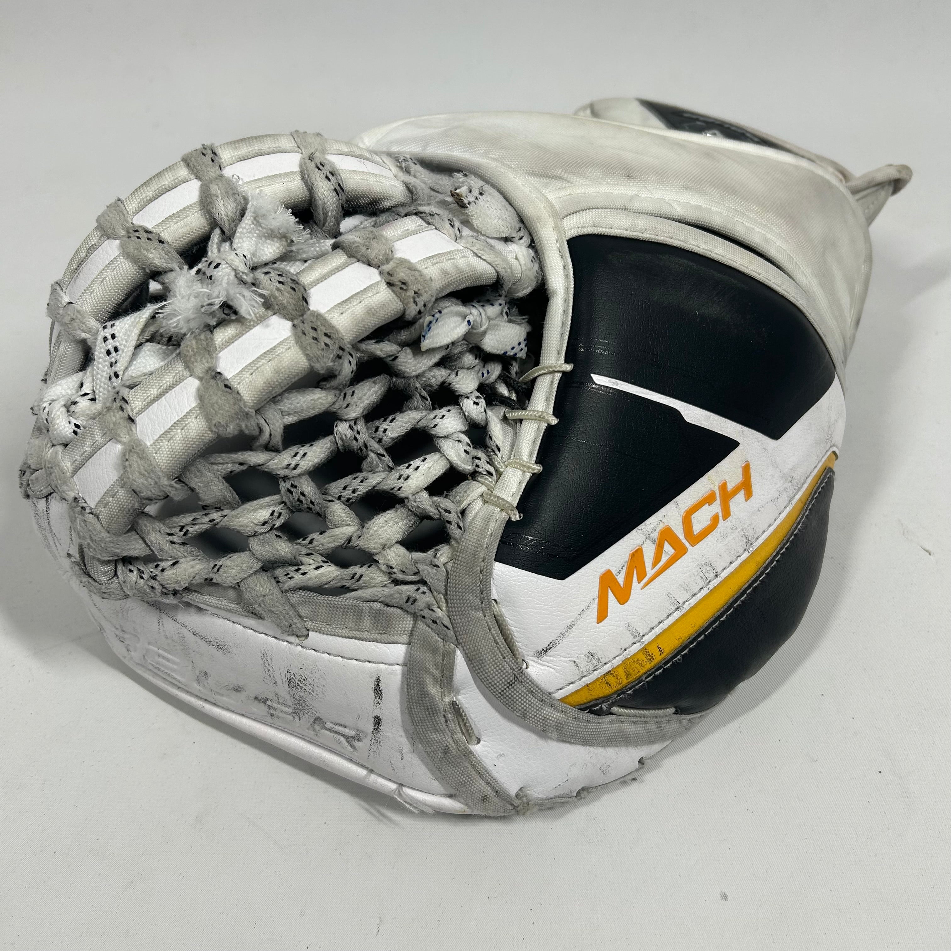 Bauer Supreme Mach - Gants Pro Stock d'occasion (blanc/bleu marine)